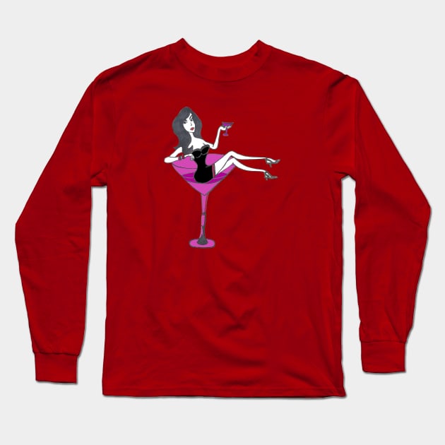 Wine Lady Long Sleeve T-Shirt by ArtTrap9000